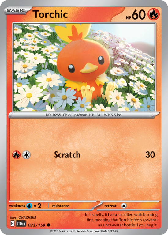 Pokémonkaart Torchic nummer 22/159 uit de set Journey Together (Scarlet & Violet)