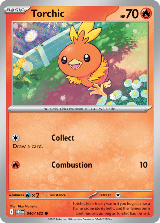 Pokémonkaart Torchic nummer 40/182 uit de set Destined Rivals (Scarlet & Violet)