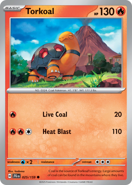 Pokémonkaart Torkoal nummer 25/159 uit de set Journey Together (Scarlet & Violet)