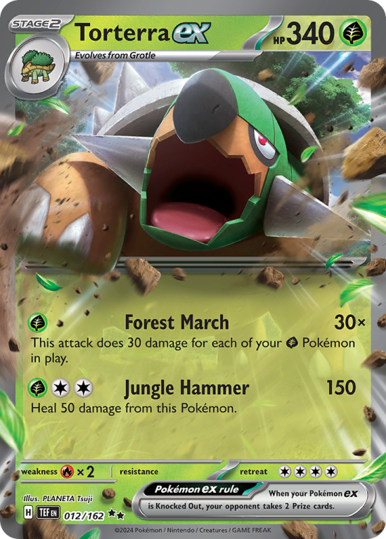 Pokémonkaart Torterra ex nummer 12/162 uit de set Temporal Forces (Scarlet & Violet)