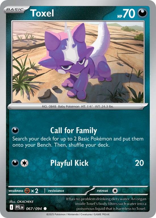 Pokémonkaart Toxel nummer 67/94 uit de set Phantasmal Flames (Mega Evolution)
