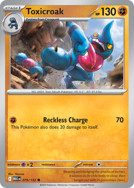 Pokémonkaart Toxicroak nummer 79/132 uit de set Mega Evolution