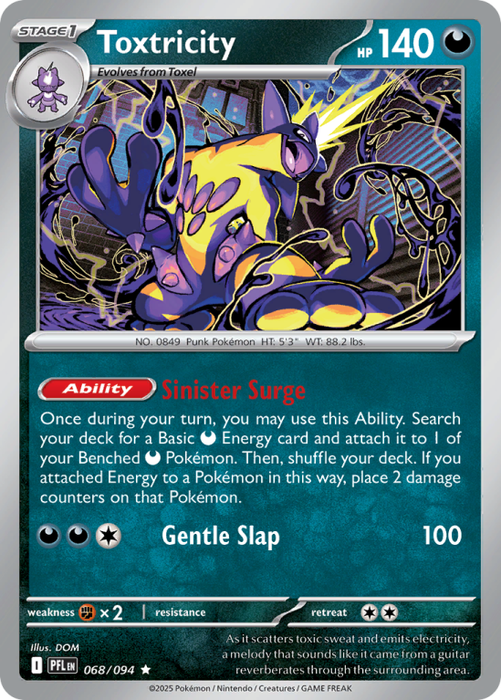 Pokémonkaart Toxtricity nummer 68/94 uit de set Phantasmal Flames (Mega Evolution)