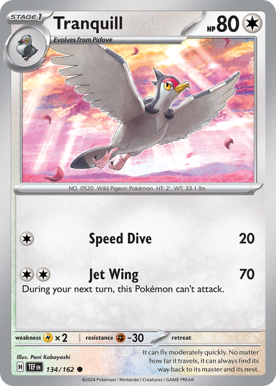Pokémonkaart Tranquill nummer 134/162 uit de set Temporal Forces (Scarlet & Violet)