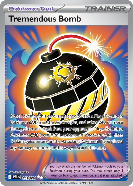 Pokémonkaart Tremendous Bomb nummer 113/84 uit de set Pitch Black (Mega Evolution)