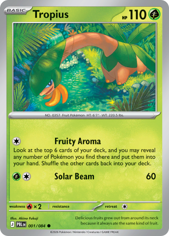 Pokémonkaart Tropius nummer 1/84 uit de set Pitch Black (Mega Evolution)