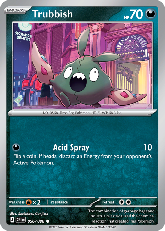 Pokémonkaart Trubbish nummer 56/86 uit de set Chaos Rising (Mega Evolution)