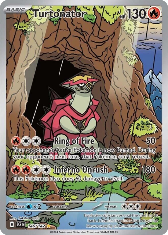 Pokémonkaart Turtonator nummer 146/142 uit de set Stellar Crown (Scarlet & Violet)