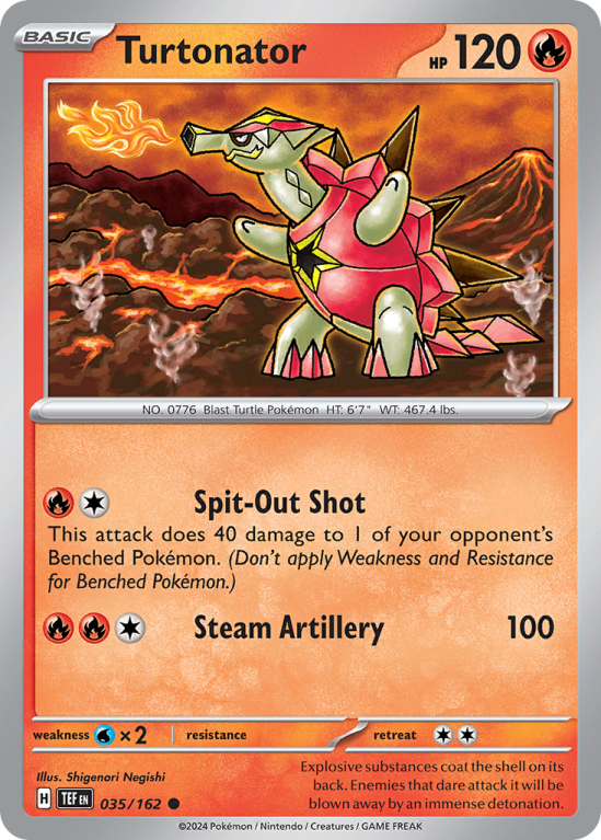 Pokémonkaart Turtonator nummer 35/162 uit de set Temporal Forces (Scarlet & Violet)