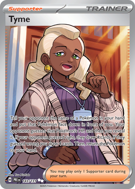 Pokémonkaart Tyme nummer 143/131 uit de set Prismatic Evolutions (Scarlet & Violet)