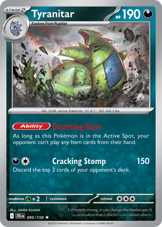 Pokémonkaart Tyranitar nummer 95/159 uit de set Journey Together (Scarlet & Violet)