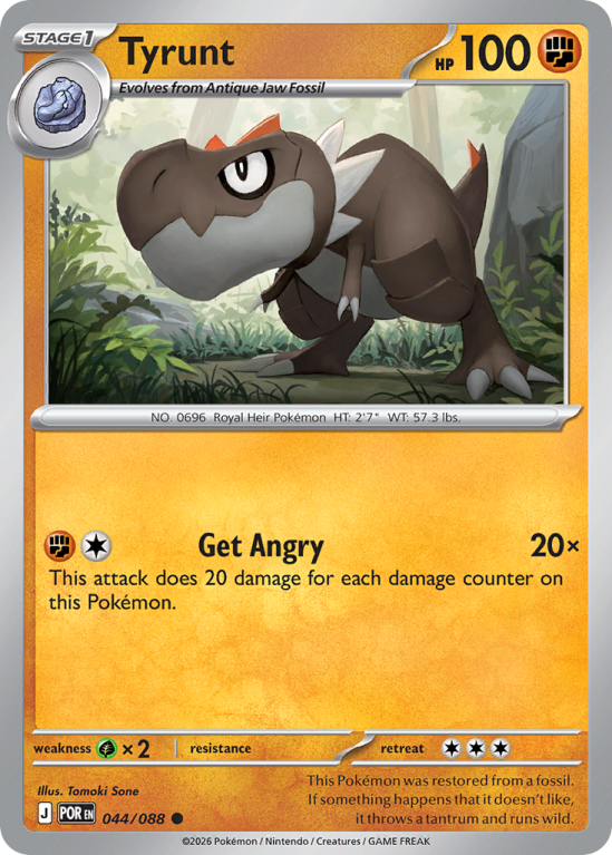 Pokémonkaart Tyrunt nummer 44/88 uit de set Perfect Order (Mega Evolution)