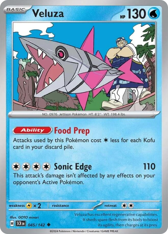 Pokémonkaart Veluza nummer 45/142 uit de set Stellar Crown (Scarlet & Violet)