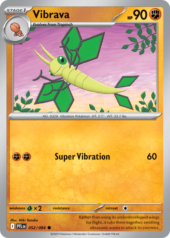 Pokémonkaart Vibrava nummer 52/94 uit de set Phantasmal Flames (Mega Evolution)