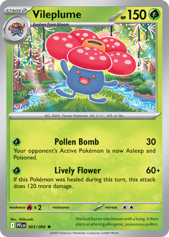 Pokémonkaart Vileplume nummer 3/94 uit de set Phantasmal Flames (Mega Evolution)