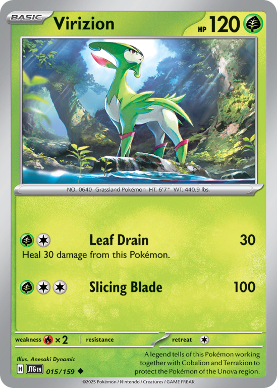 Pokémonkaart Virizion nummer 15/159 uit de set Journey Together (Scarlet & Violet)