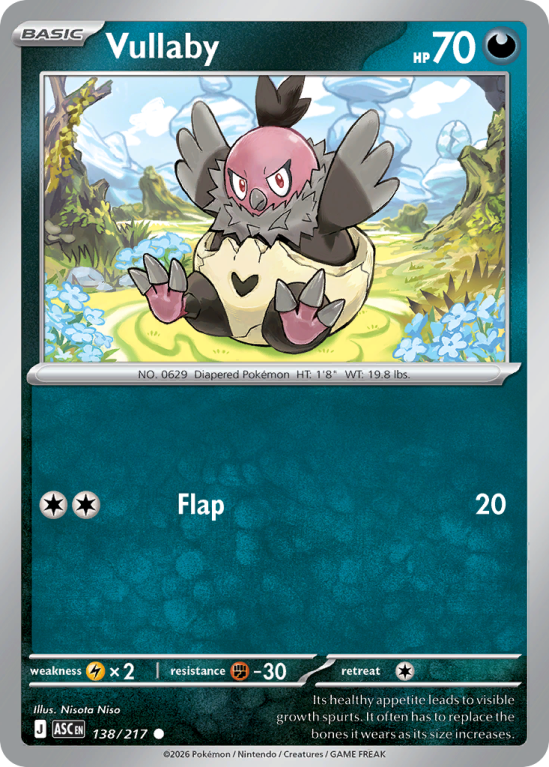 Pokémonkaart Vullaby nummer 138/217 uit de set Ascended Heroes (Mega Evolution)