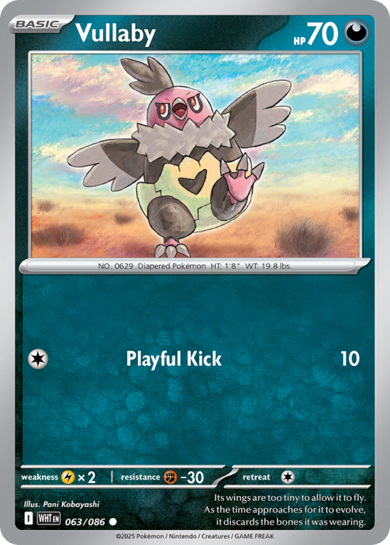 Pokémonkaart Vullaby nummer 63/86 uit de set White Flare (Scarlet & Violet)