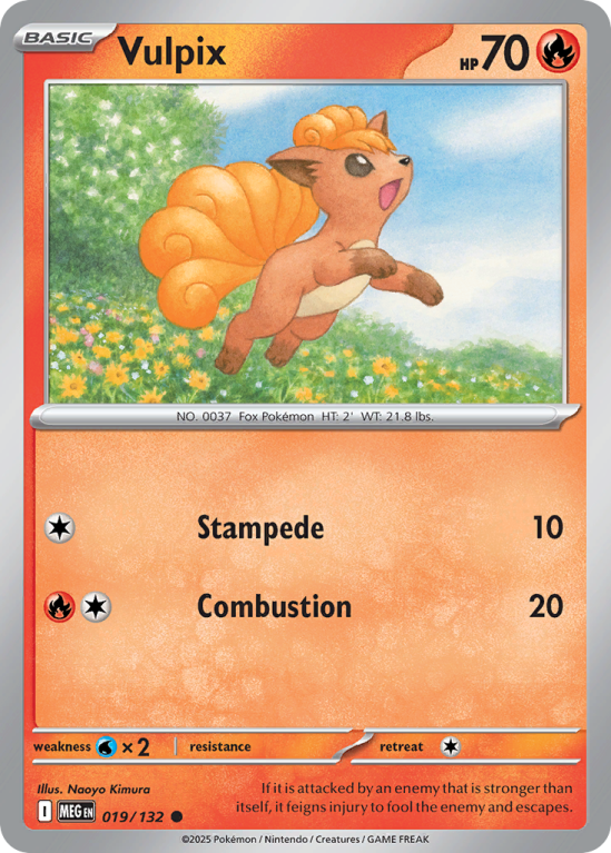 Pokémonkaart Vulpix nummer 19/132 uit de set Mega Evolution