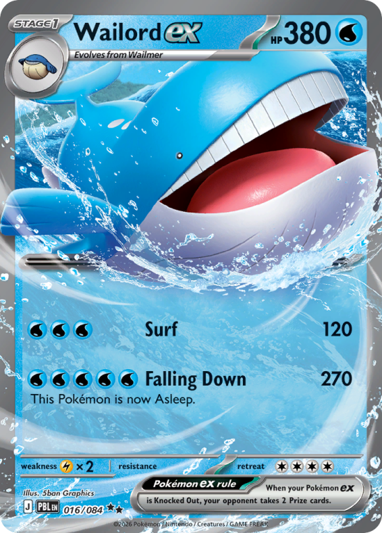 Pokémonkaart Wailord ex nummer 16/84 uit de set Pitch Black (Mega Evolution)