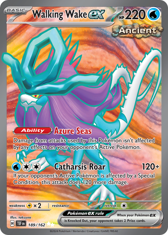 Pokémonkaart Walking Wake ex nummer 189/162 uit de set Temporal Forces (Scarlet & Violet)