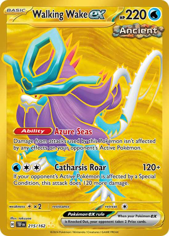Pokémonkaart Walking Wake ex nummer 215/162 uit de set Temporal Forces (Scarlet & Violet)