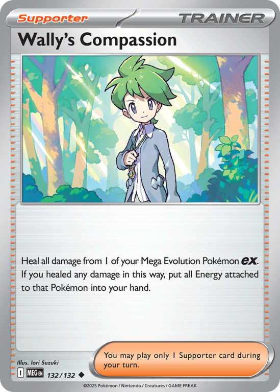 Pokémonkaart Wally's Compassion nummer 132/132 uit de set Mega Evolution