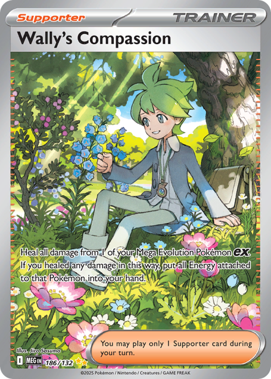 Pokémonkaart Wally's Compassion nummer 186/132 uit de set Mega Evolution