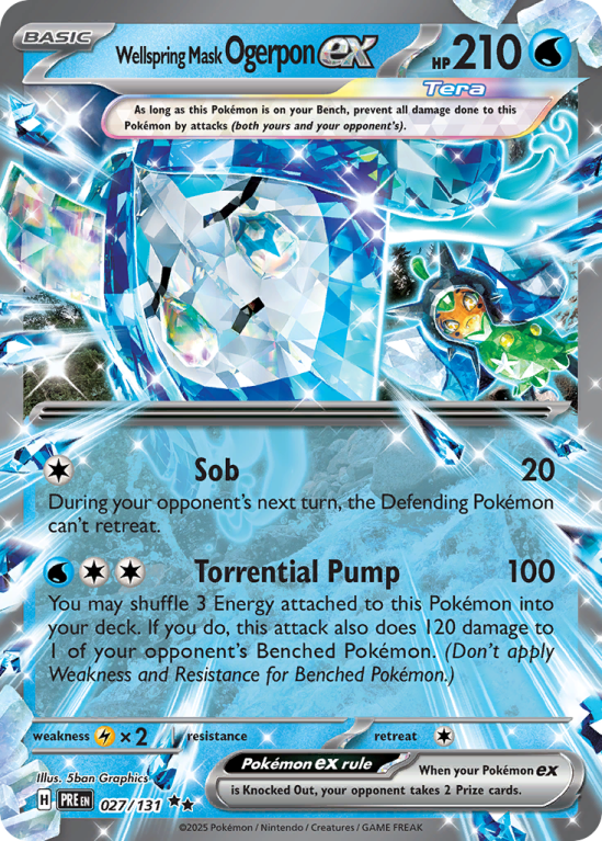Pokémonkaart Wellspring Mask Ogerpon ex nummer 27/131 uit de set Prismatic Evolutions (Scarlet & Violet)