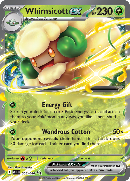 Pokémonkaart Whimsicott ex nummer 5/86 uit de set White Flare (Scarlet & Violet)