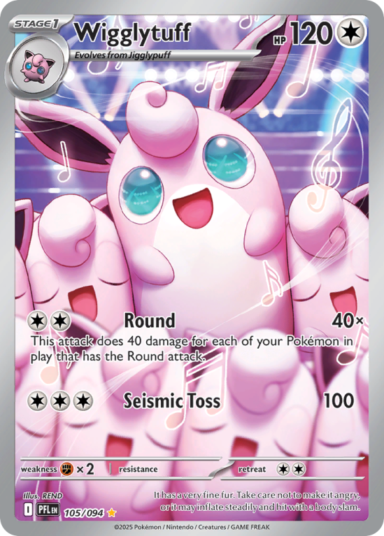 Pokémonkaart Wigglytuff nummer 105/94 uit de set Phantasmal Flames (Mega Evolution)