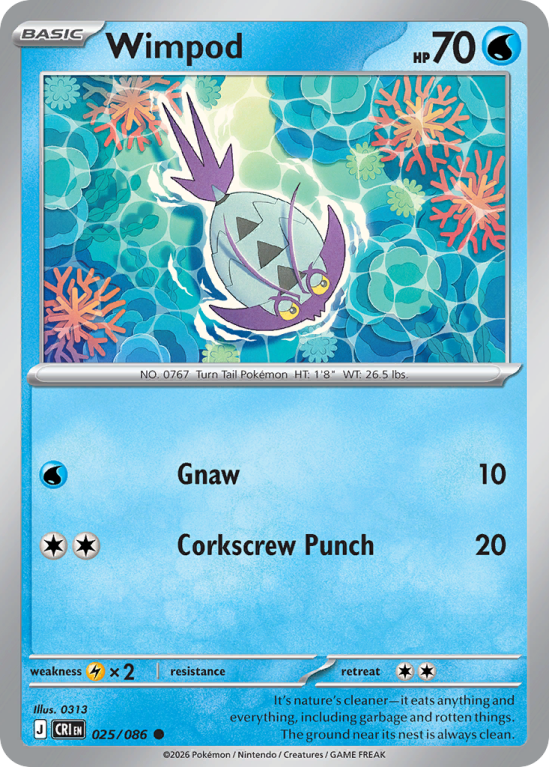 Pokémonkaart Wimpod nummer 25/86 uit de set Chaos Rising (Mega Evolution)