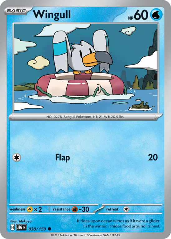 Pokémonkaart Wingull nummer 38/159 uit de set Journey Together (Scarlet & Violet)