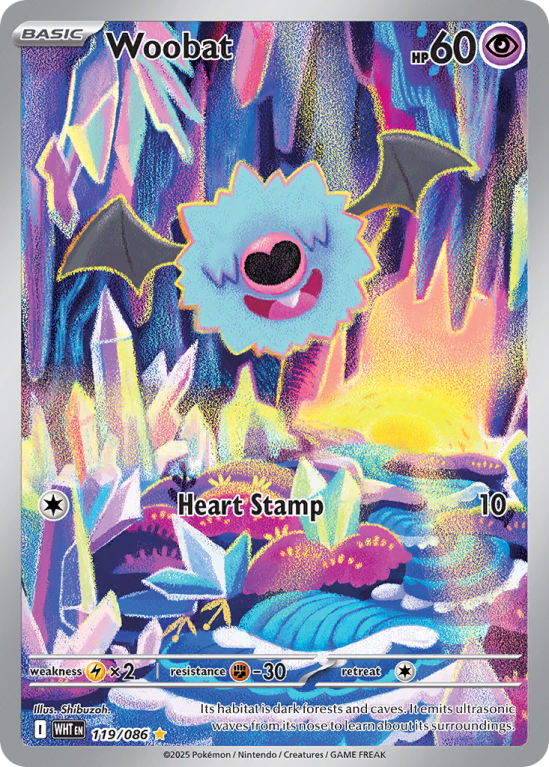Pokémonkaart Woobat nummer 119/86 uit de set White Flare (Scarlet & Violet)