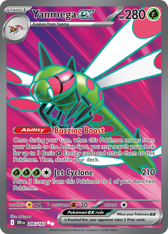 Pokémonkaart Yanmega ex nummer 206/182 uit de set Destined Rivals (Scarlet & Violet)