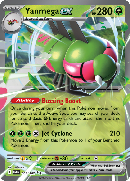 Pokémonkaart Yanmega ex nummer 3/182 uit de set Destined Rivals (Scarlet & Violet)