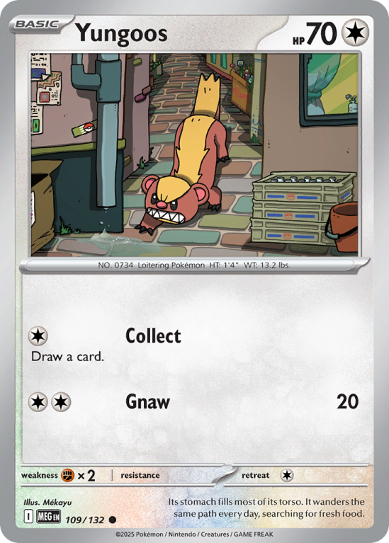 Pokémonkaart Yungoos nummer 109/132 uit de set Mega Evolution