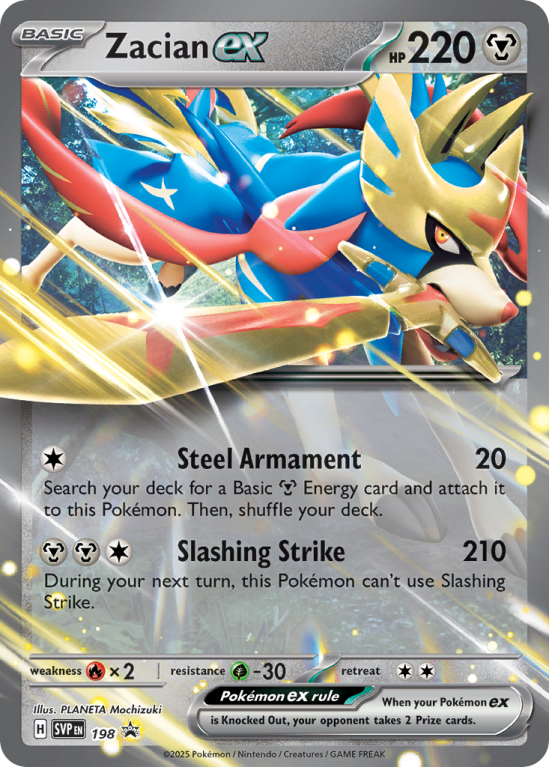 Pokémonkaart Zacian ex nummer 198/14 uit de set Scarlet & Violet Black Star Promos (Scarlet & Violet)