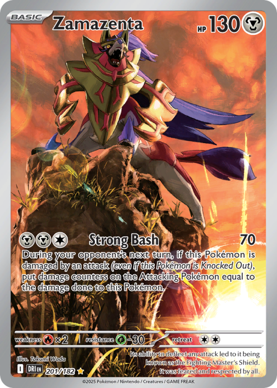 Pokémonkaart Zamazenta nummer 201/182 uit de set Destined Rivals (Scarlet & Violet)