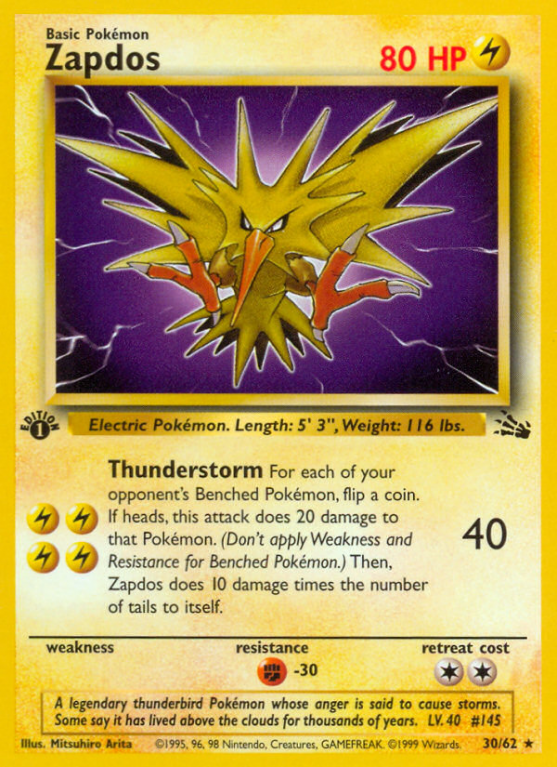 Zapdos 30/62 Base Fossil