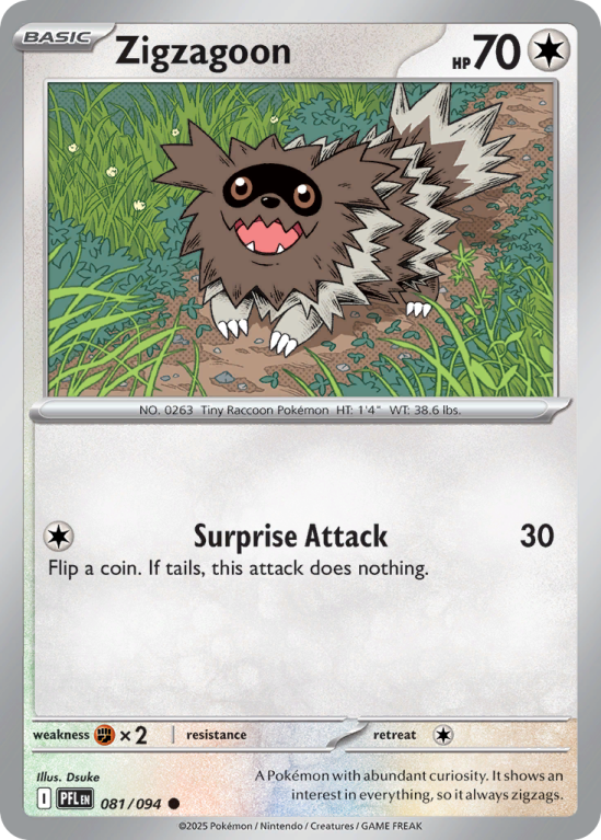 Pokémonkaart Zigzagoon nummer 81/94 uit de set Phantasmal Flames (Mega Evolution)