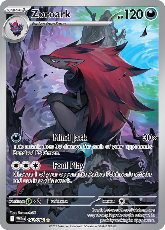 Pokémonkaart Zoroark nummer 143/86 uit de set White Flare (Scarlet & Violet)