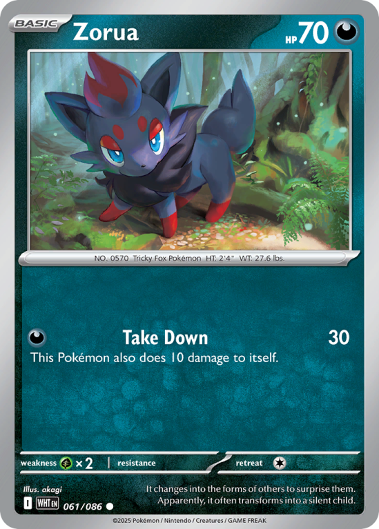 Pokémonkaart Zorua nummer 61/86 uit de set White Flare (Scarlet & Violet)