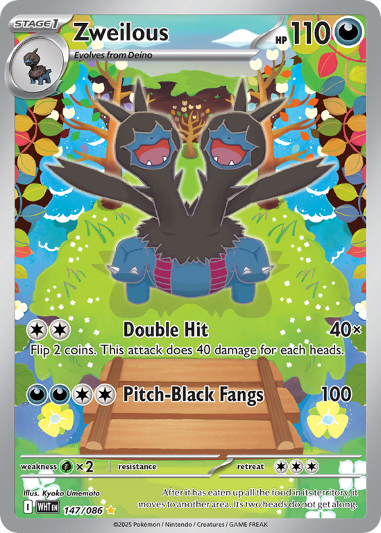 Pokémonkaart Zweilous nummer 147/86 uit de set White Flare (Scarlet & Violet)