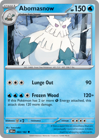 Pokémonkaart Abomasnow nummer 60/182 uit de set Destined Rivals (Scarlet & Violet)
