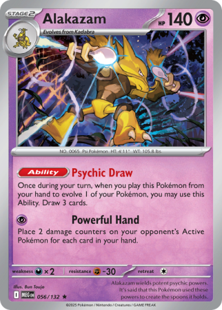 Pokémonkaart Alakazam nummer 56/132 uit de set Mega Evolution