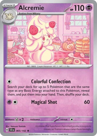 Pokémonkaart Alcremie nummer 65/142 uit de set Stellar Crown (Scarlet & Violet)