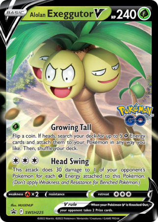 Pokémonkaart Alolan Exeggutor V nummer SWSH225/103