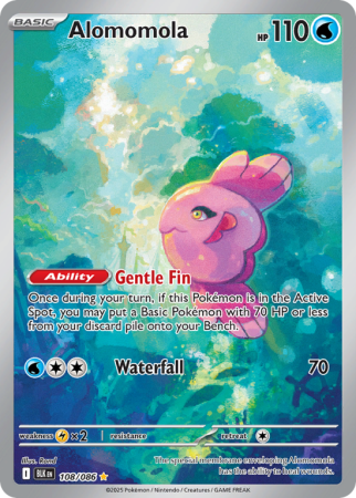 Pokémonkaart Alomomola nummer 108/86 uit de set Black Bolt (Scarlet & Violet)