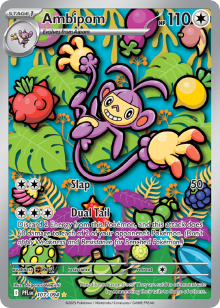 Pokémonkaart Ambipom nummer 107/94 uit de set Phantasmal Flames (Mega Evolution)